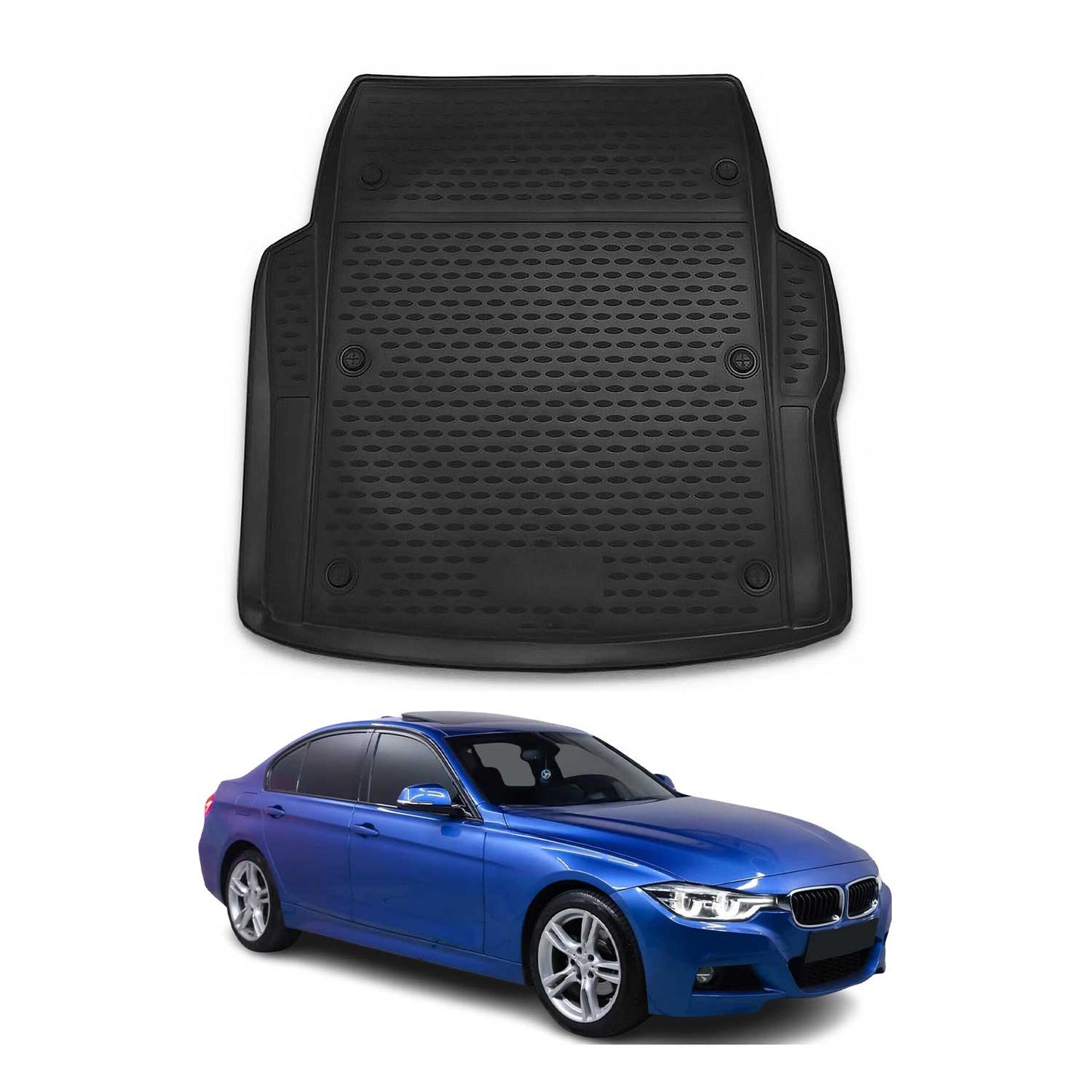 Covoraș portbagaj/tapițerie portbagaj pentru BMW Seria 3 F30 F80 Sedan 2011-2018, cauciuc, negru