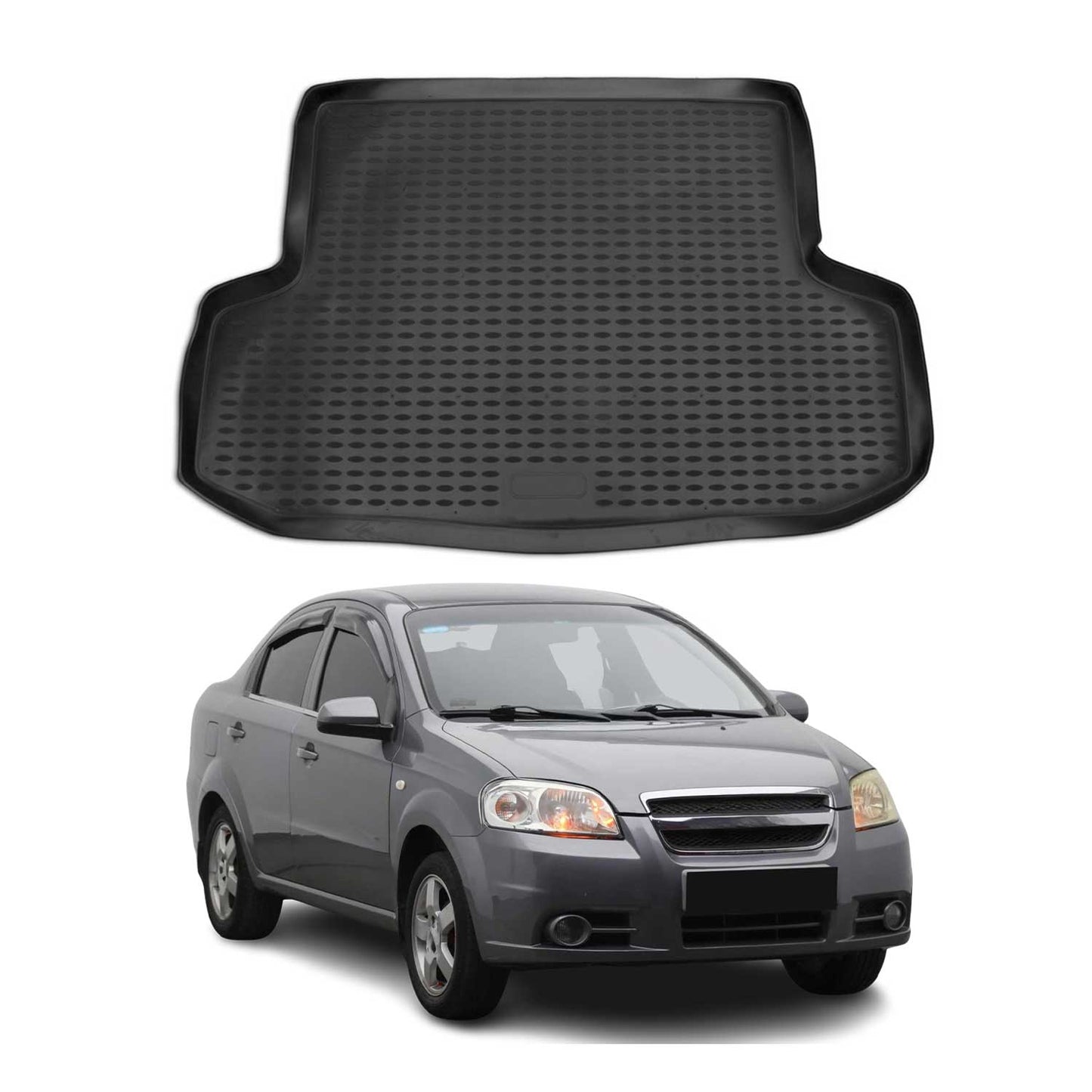Covoraș portbagaj/tapițerie portbagaj pentru Chevrolet Aveo 2004-2012, cauciuc TPE, negru