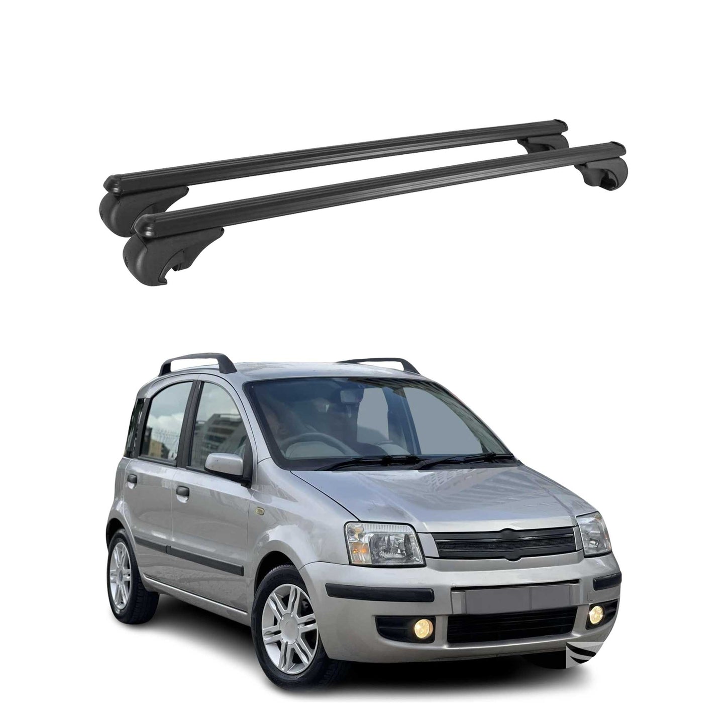 Dachträger für Fiat Panda 2003-2012 Gepäckträger Grundträger Alu Schwarz 2x