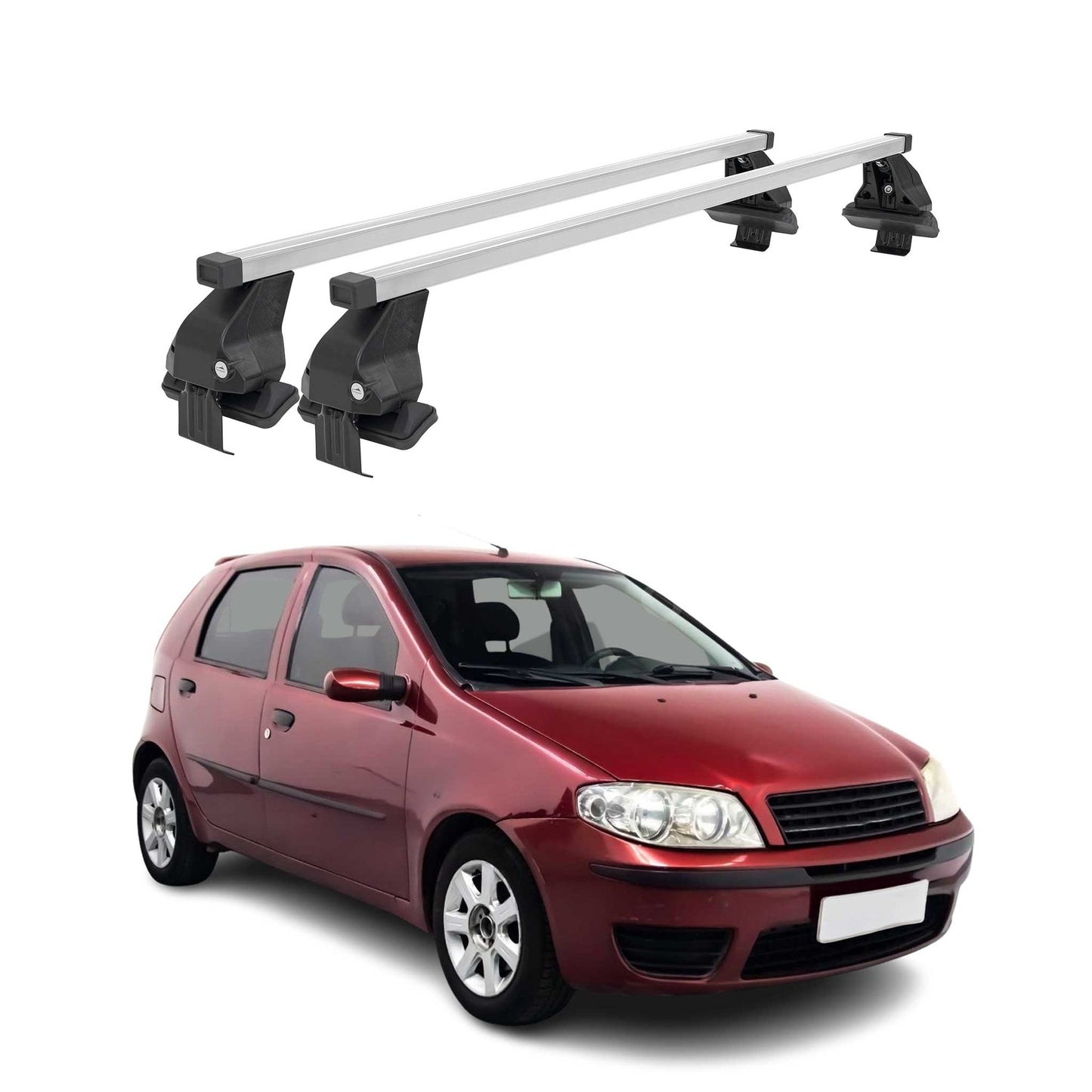 Menabo Dachträger Grundtäger für Fiat Punto 1999-2007 50kg Stahl Silber 2 tlg