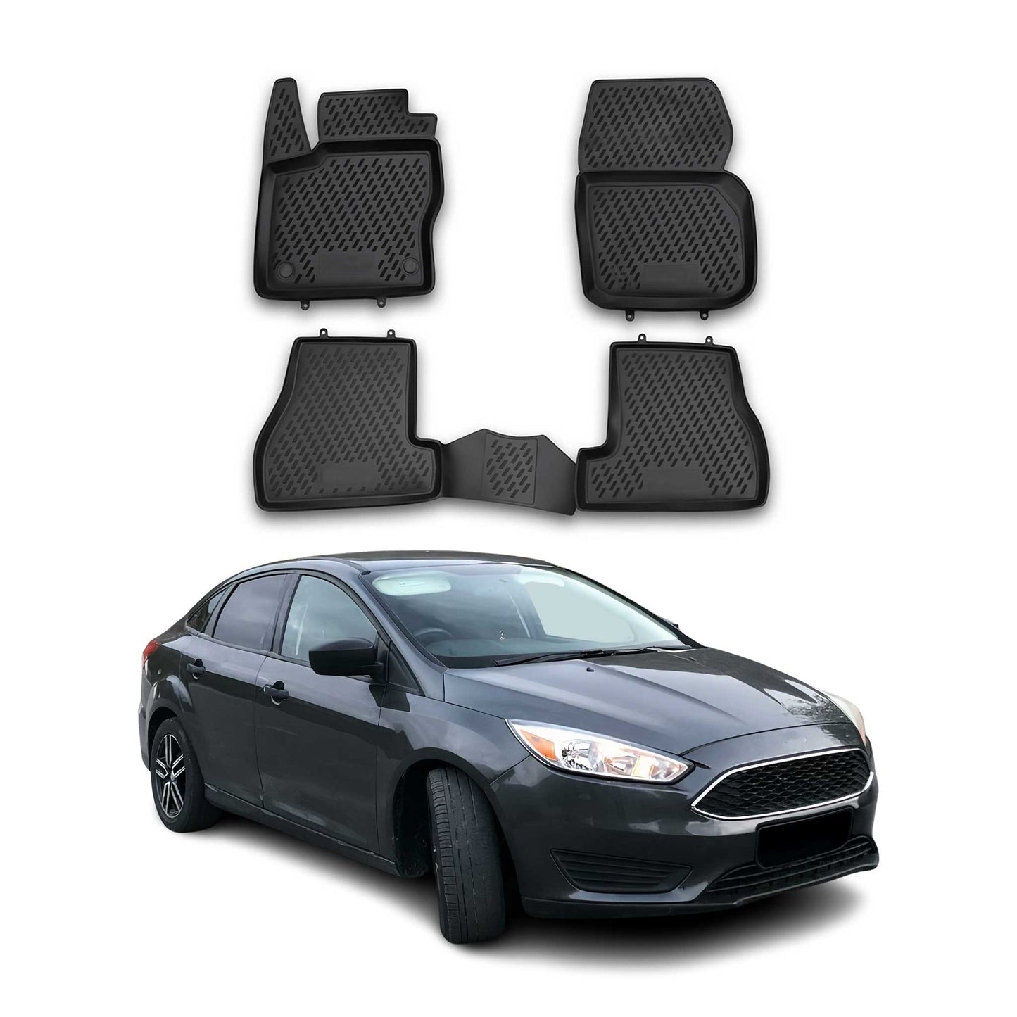 2011-2018 Ford Focus mk3 Fußmatten TPE Schwarz 4 tlg