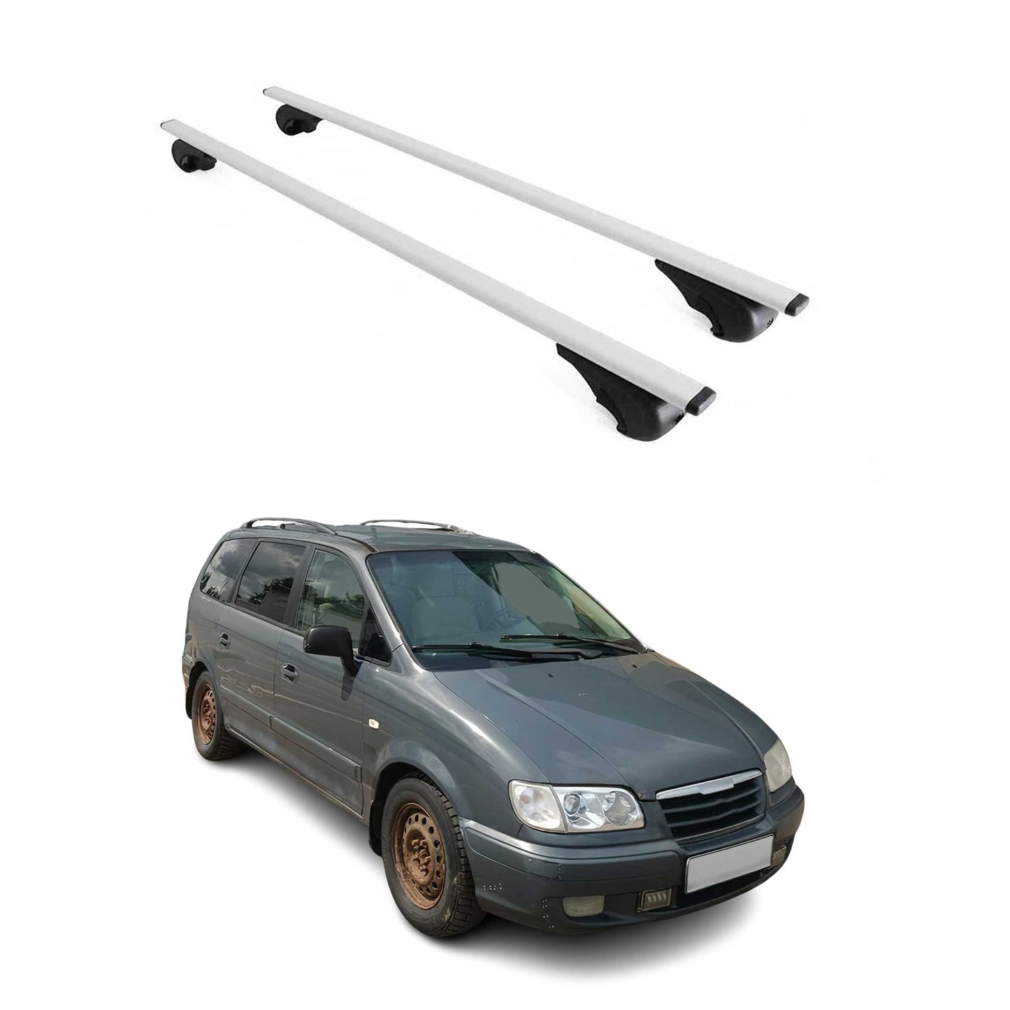 Portbagaj de plafon pentru Hyundai Trajet 1999-2008 75kg metal argintiu 2 buc