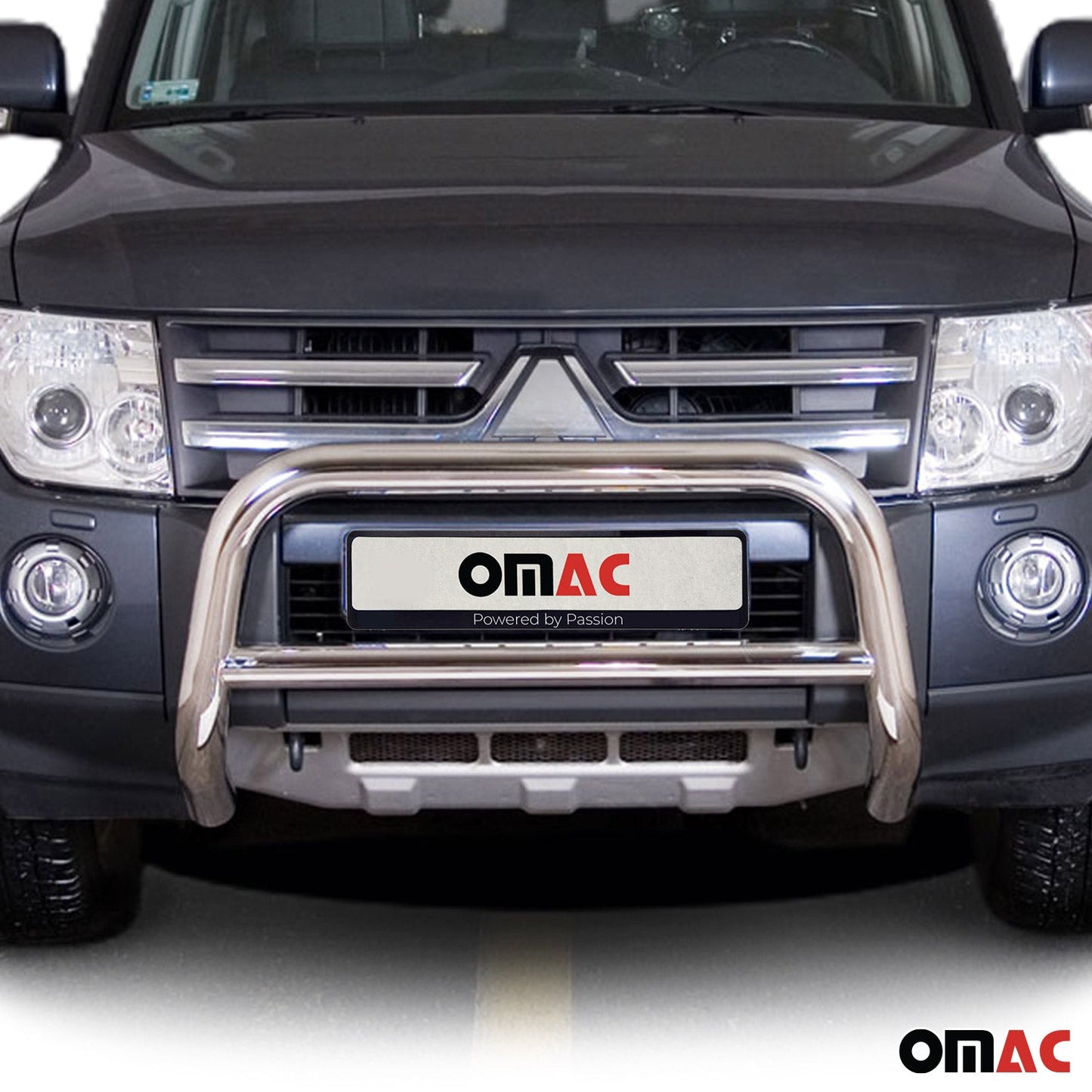 Bară de protecție/buton față pentru Mitsubishi Pajero 2007-2014, omologată ABE, oțel, argintiu