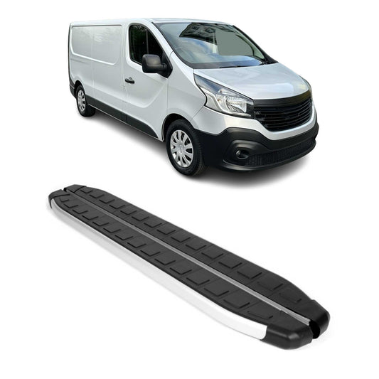 Seitenbretter Trittbretter für Renault Trafic 2014-2024 L2 Langer Alu Schwarz