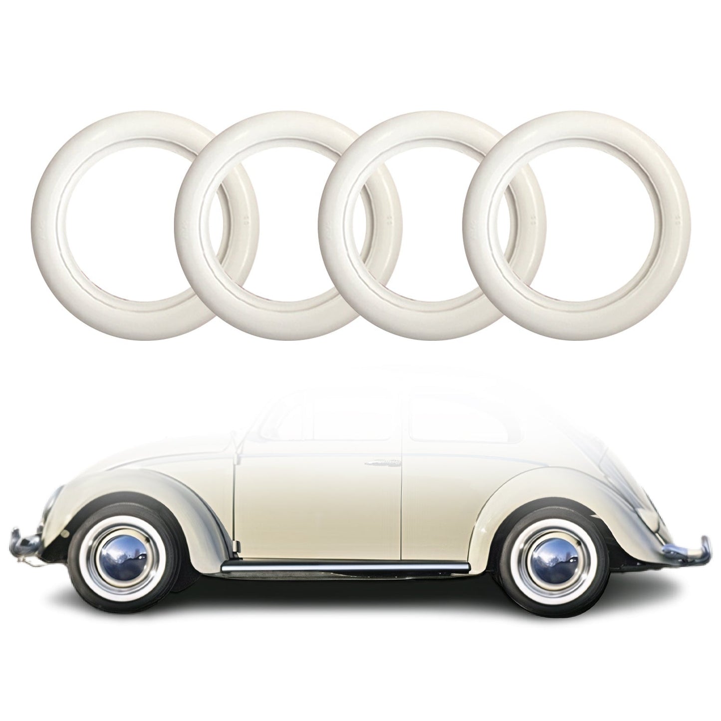 4x Weißwandringe Weißwandreifen 14 Zoll Weiß Echt Gummi Auto Tuning