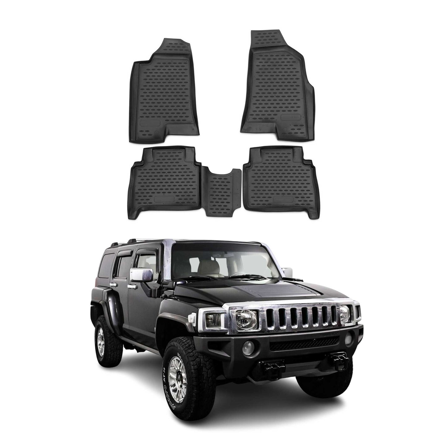 OMAC Gummimatten Fußmatten für Hummer H3 2005-2010 TPE Automatten Schwarz 4x