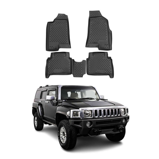 OMAC Gummimatten Fußmatten für Hummer H3 2005-2010 TPE Automatten Schwarz 4x