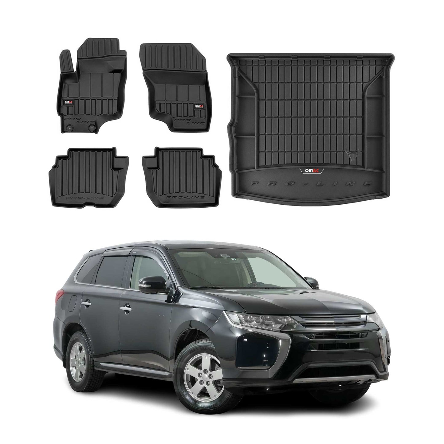 OMAC Fußmatten & Kofferraumwanne für Mitsubishi Outlander PHEV 2014-2025 Gummi