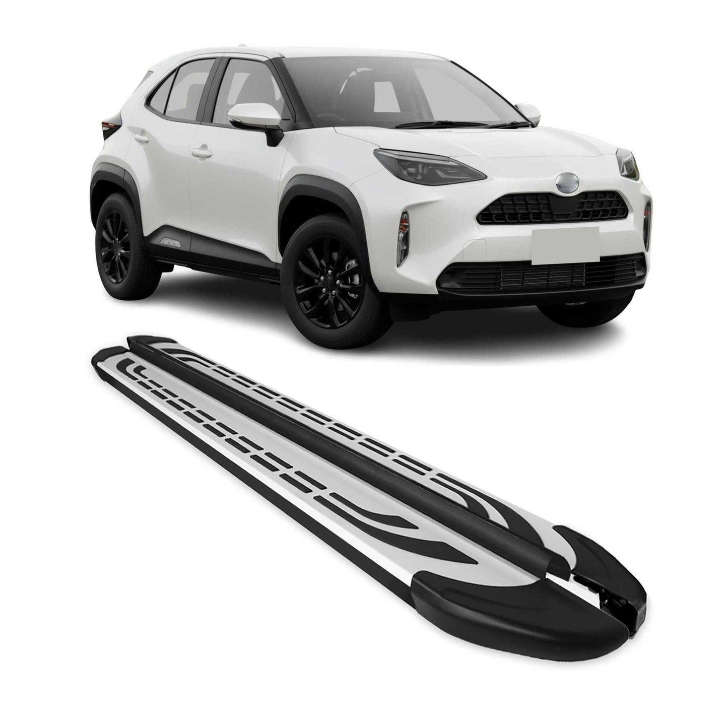 Trittbretter Seitenschweller für Toyota Yaris Cross 2023-2025 Silber Schwarz 2x