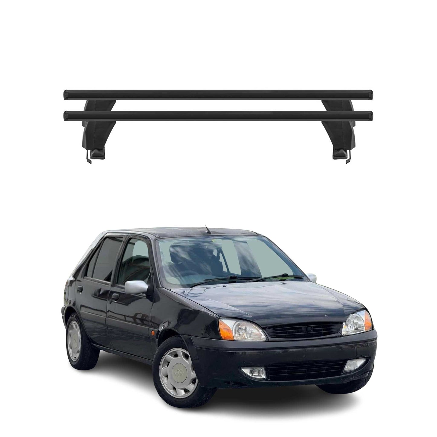 Menabo Dachträger Grundtäger für Ford Fiesta 1995-2002 50kg Alu Schwarz 2 tlg