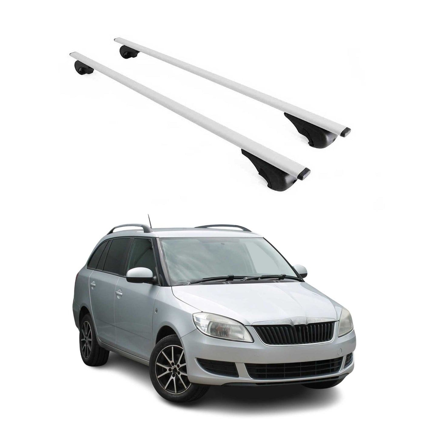 Portbagaj de plafon pentru Skoda Fabia mk2 hatchback 2007-2014 75kg Gri 2x
