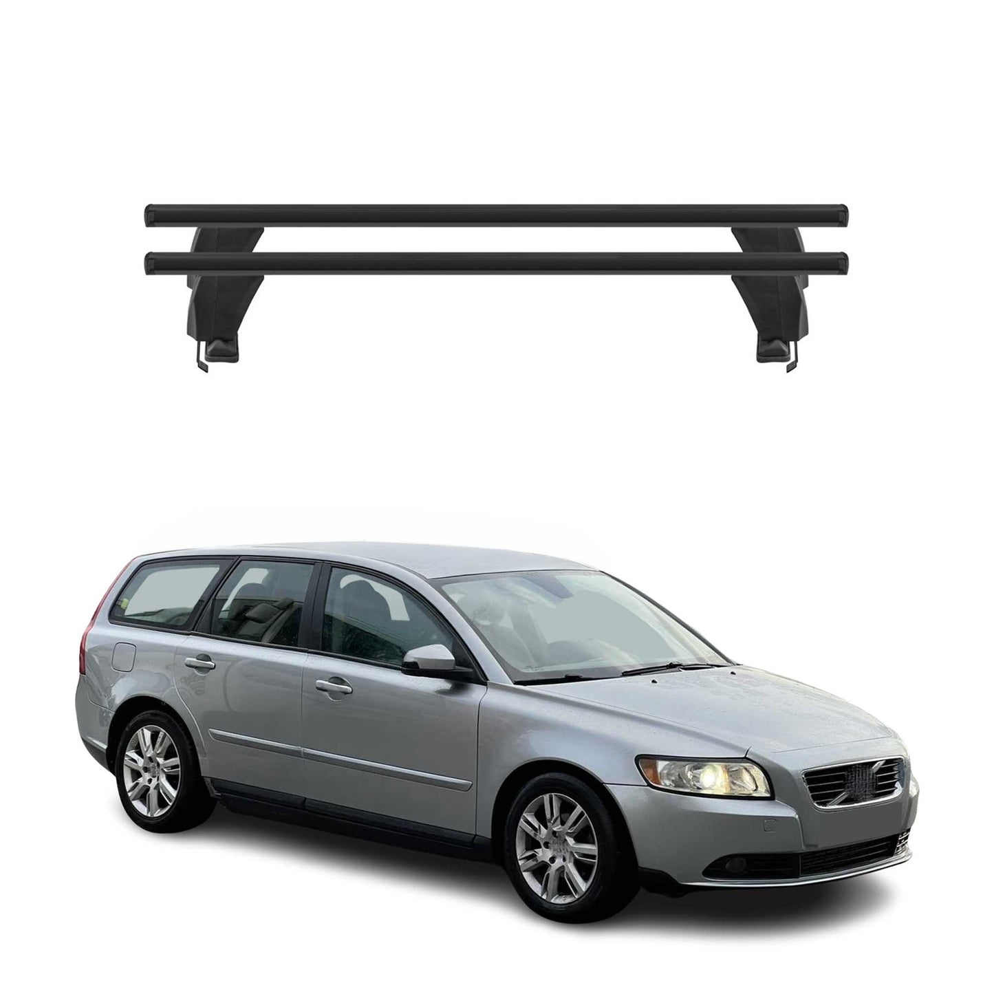 Menabo Dachträger Grundtäger für Volvo V50 2007-2012 FL 50kg Alu Schwarz 2 tlg
