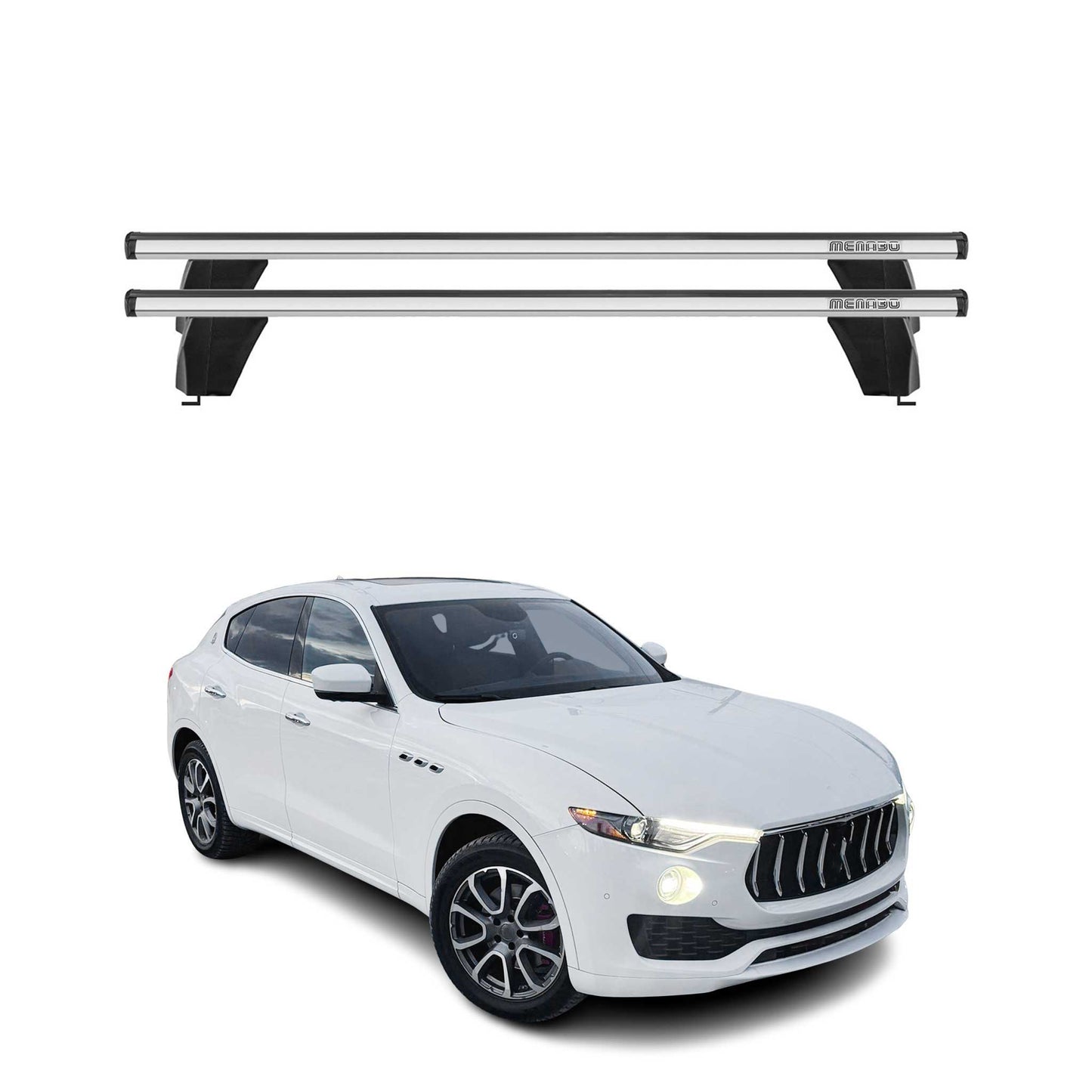 Menabo Dachträger Grundtäger für Maserati Levante 2016-2024 75kg Alu Silber 2x
