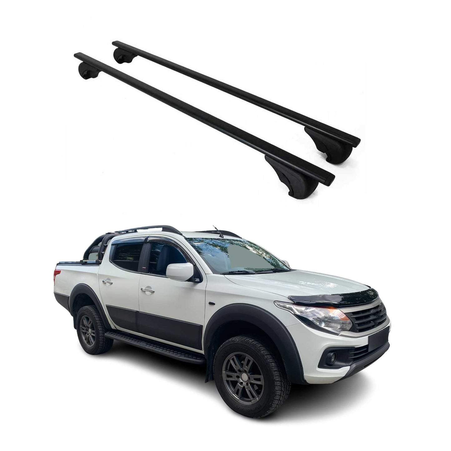 Portbagaj de plafon pentru Fiat Fullback 2016-2019 75kg, negru metalic, 2 buc.