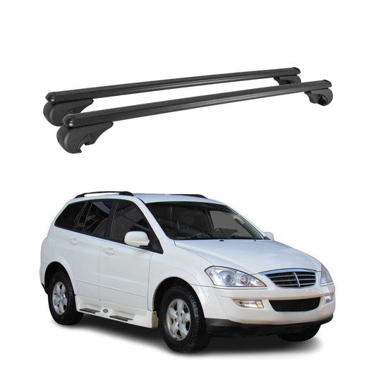 Portbagaj plafon pentru Ssangyong Kyron 2006-2011, portbagaj bază aluminiu negru 2x