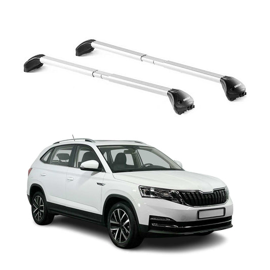 Portbagaj de plafon pentru Skoda Kamiq 2019-2025 5 uși 100 kg aluminiu argintiu 2 piese ABE