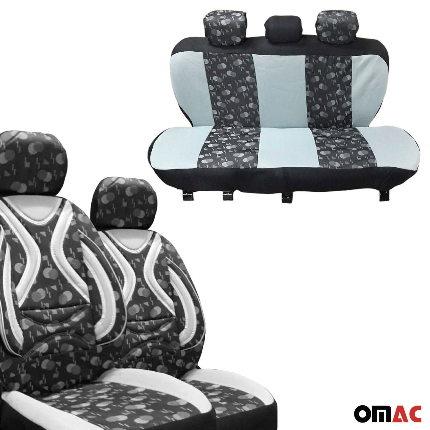 Schonbezüge Sitzbezüge für Renault Megan Clio Laguna Grau Vorne+Hinten 1+1+3