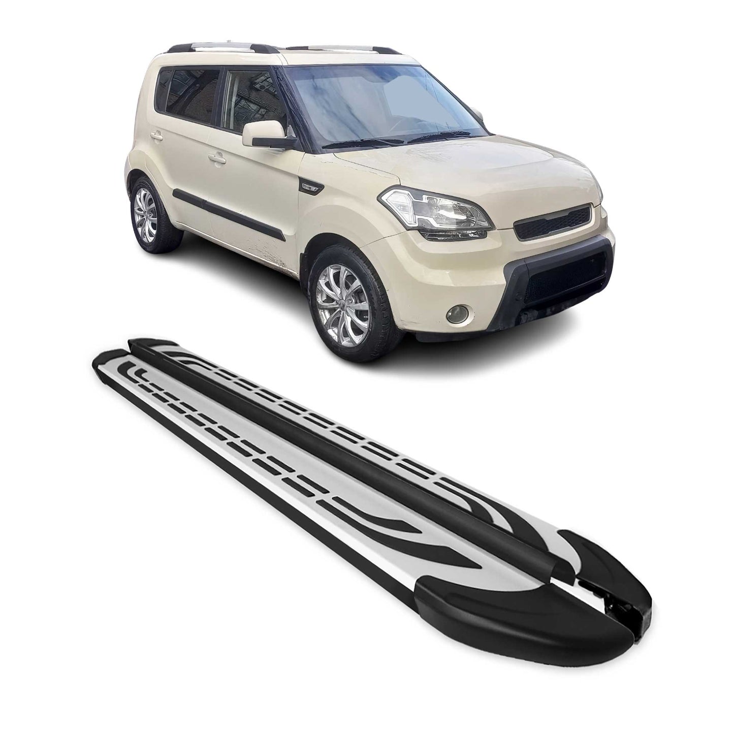 Trittbretter Seitenschweller Seitenbretter für Kia Soul 2008-2015 Schwarz Alu