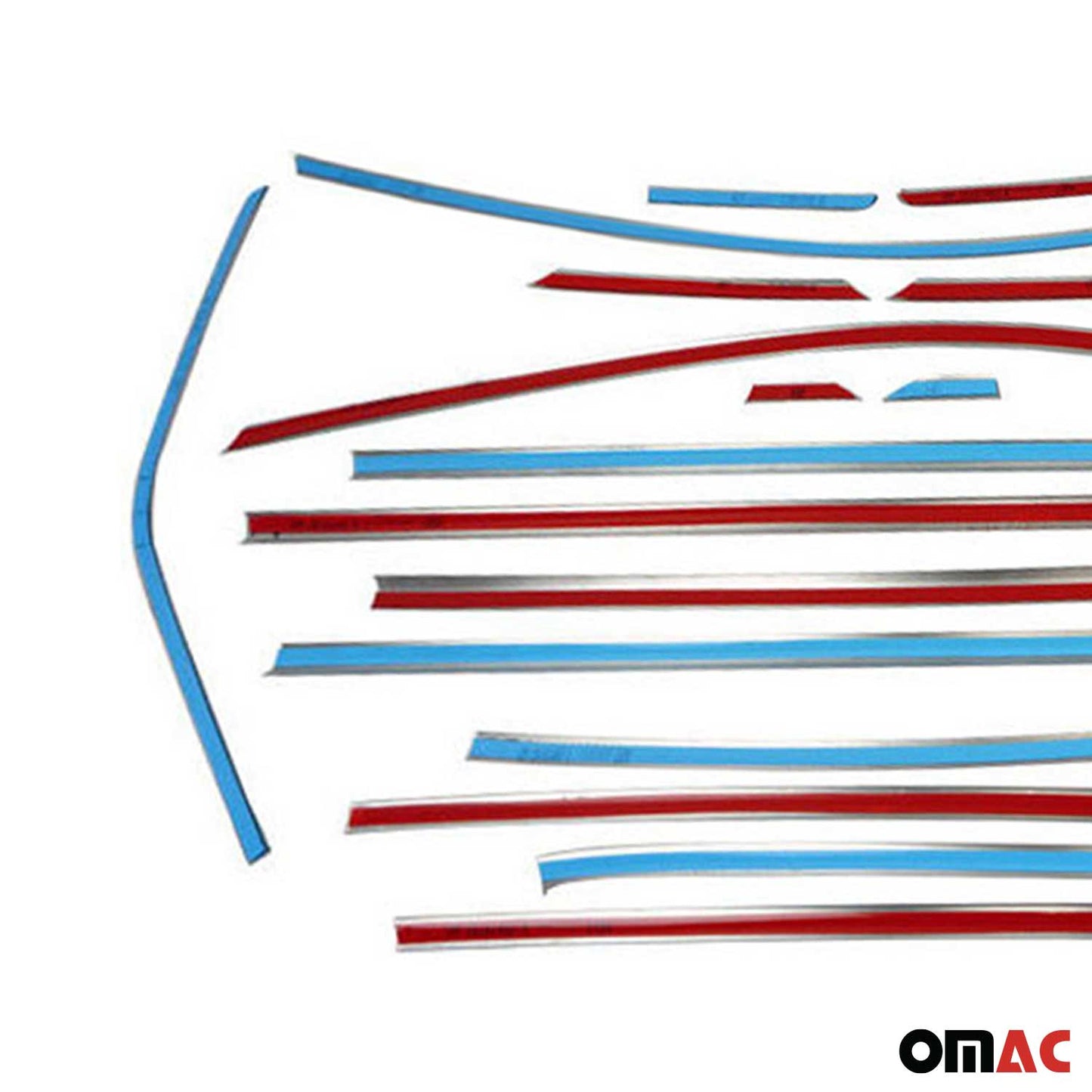 Benzi decorative pentru geamuri Ford Kuga 2013-2019, oțel inoxidabil cromat, 18 bucăți