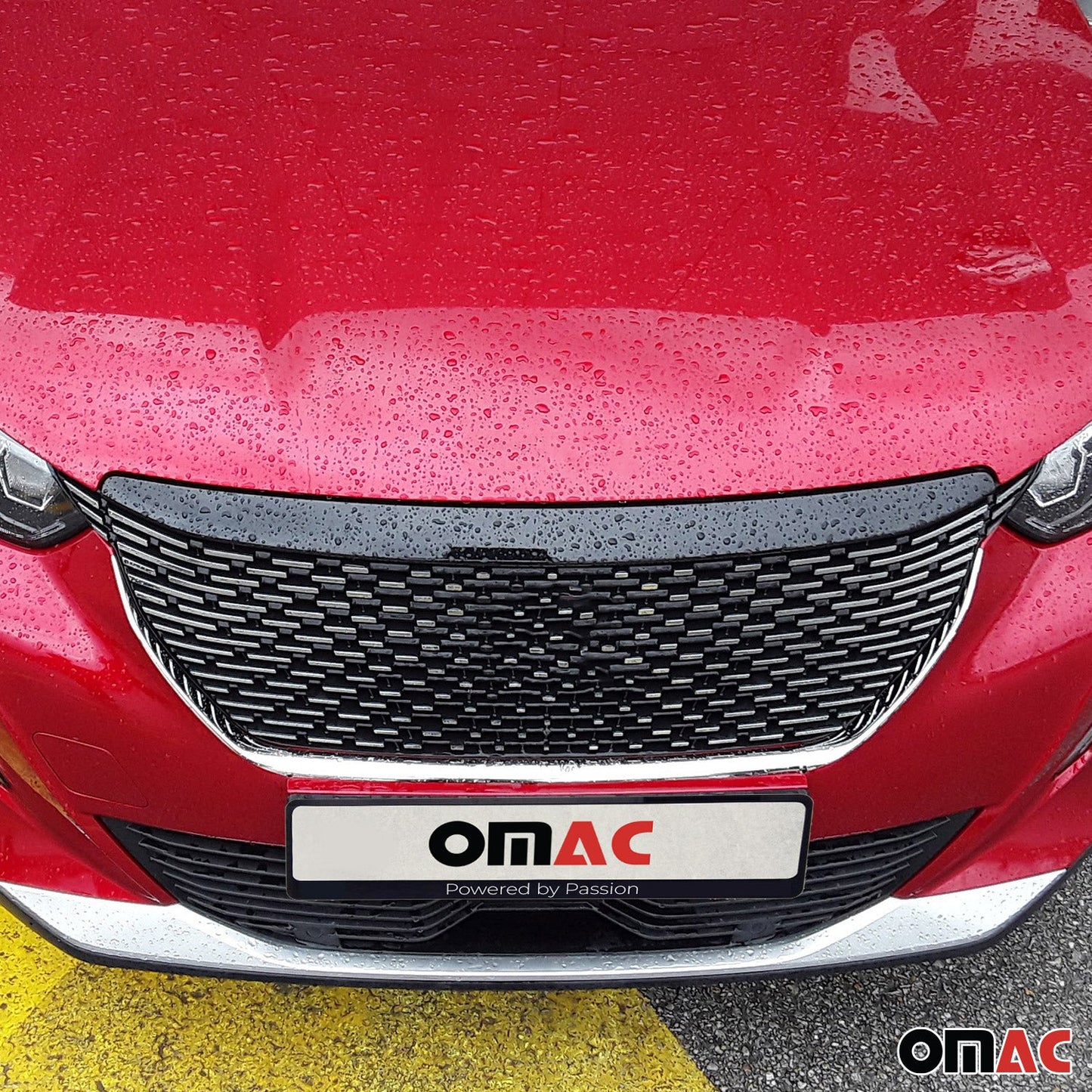 Benzi decorative grilă auto pentru Peugeot 2008 2020-2025, oțel inoxidabil, argintiu, 3x