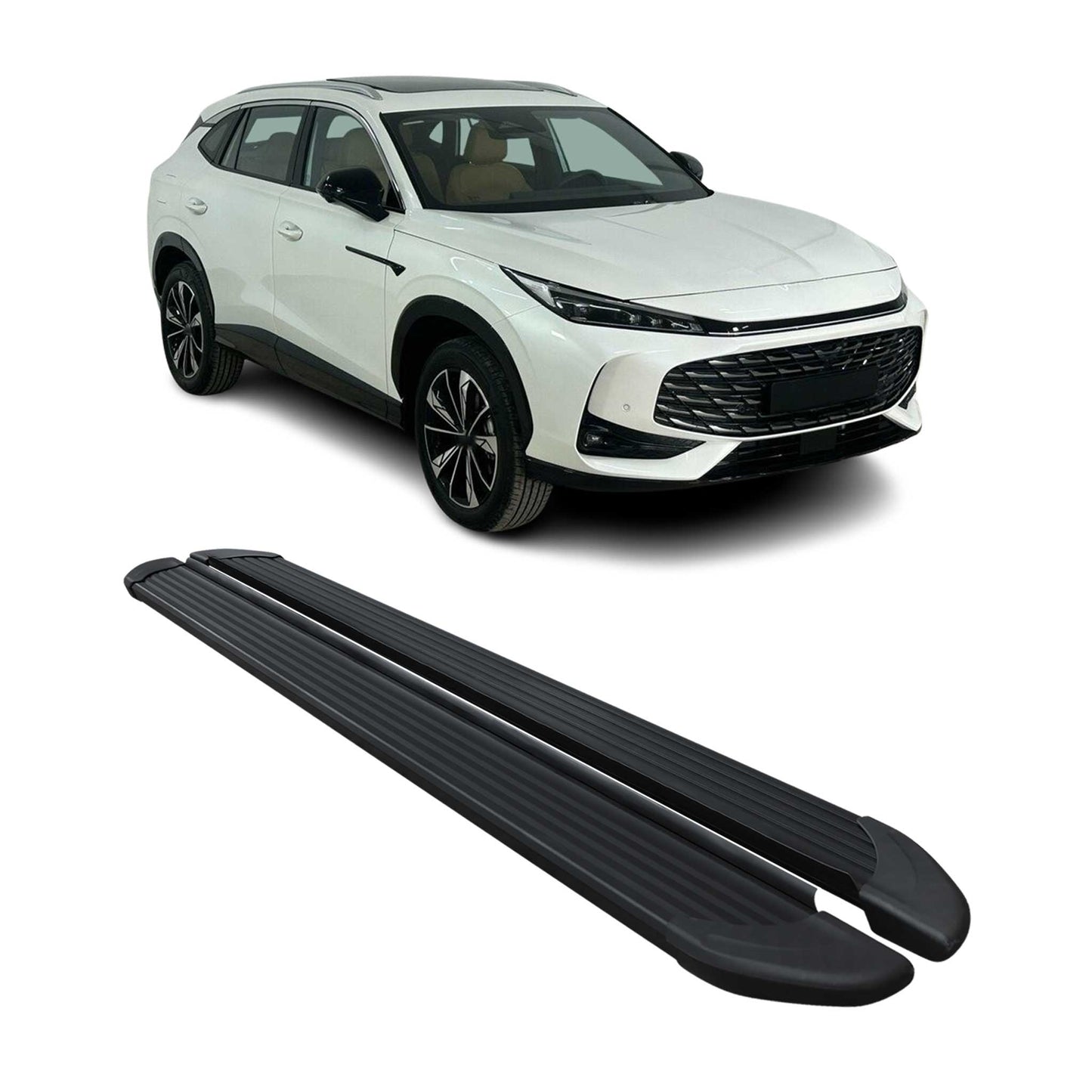 2024-2025 MG HS II Trittbretter Seitenschweller Seitenbretter Schwarz Aluminium