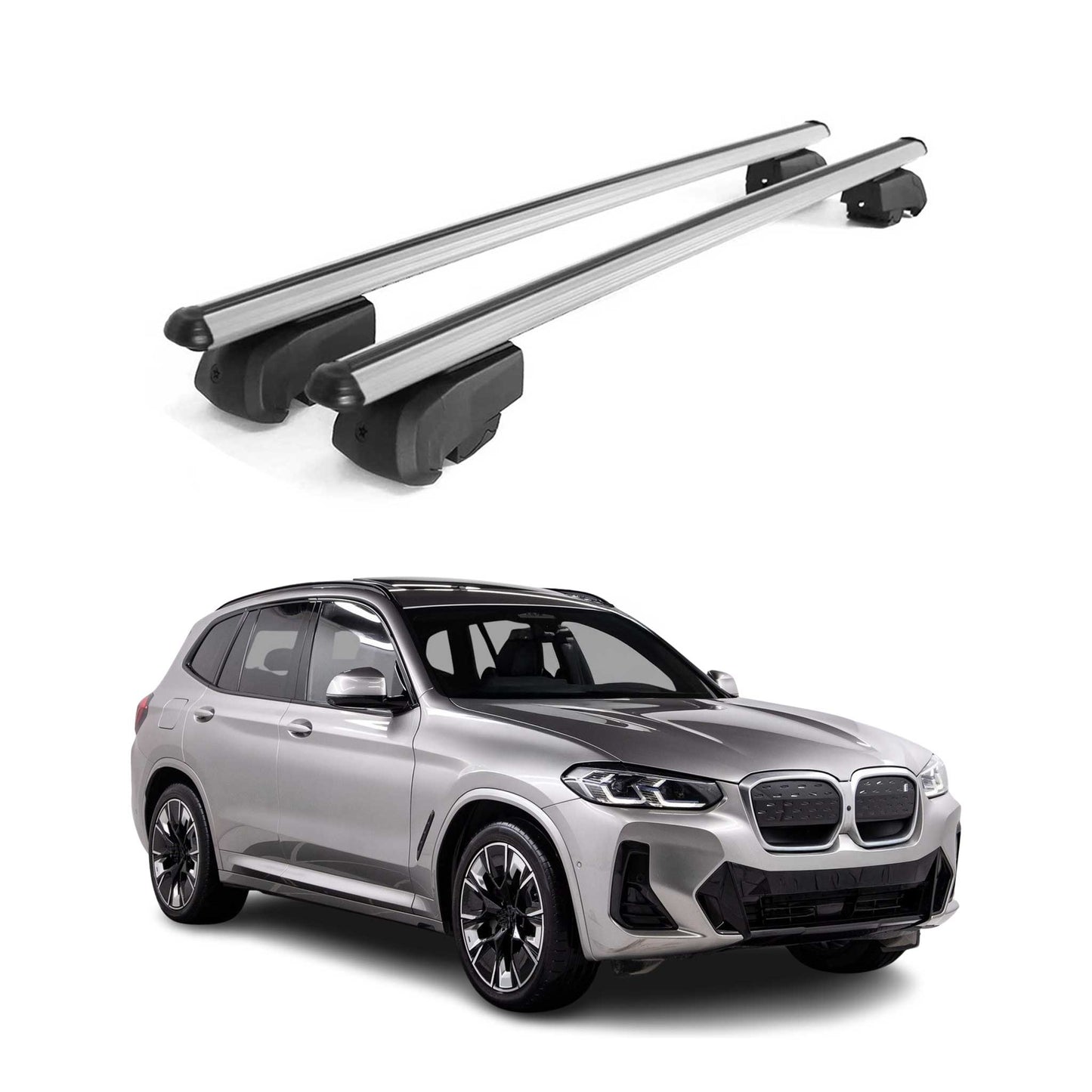 Dachträger Gepäckträger für BMW iX3 G08 2020-2025 Querträger ABE Alu Grau 2x