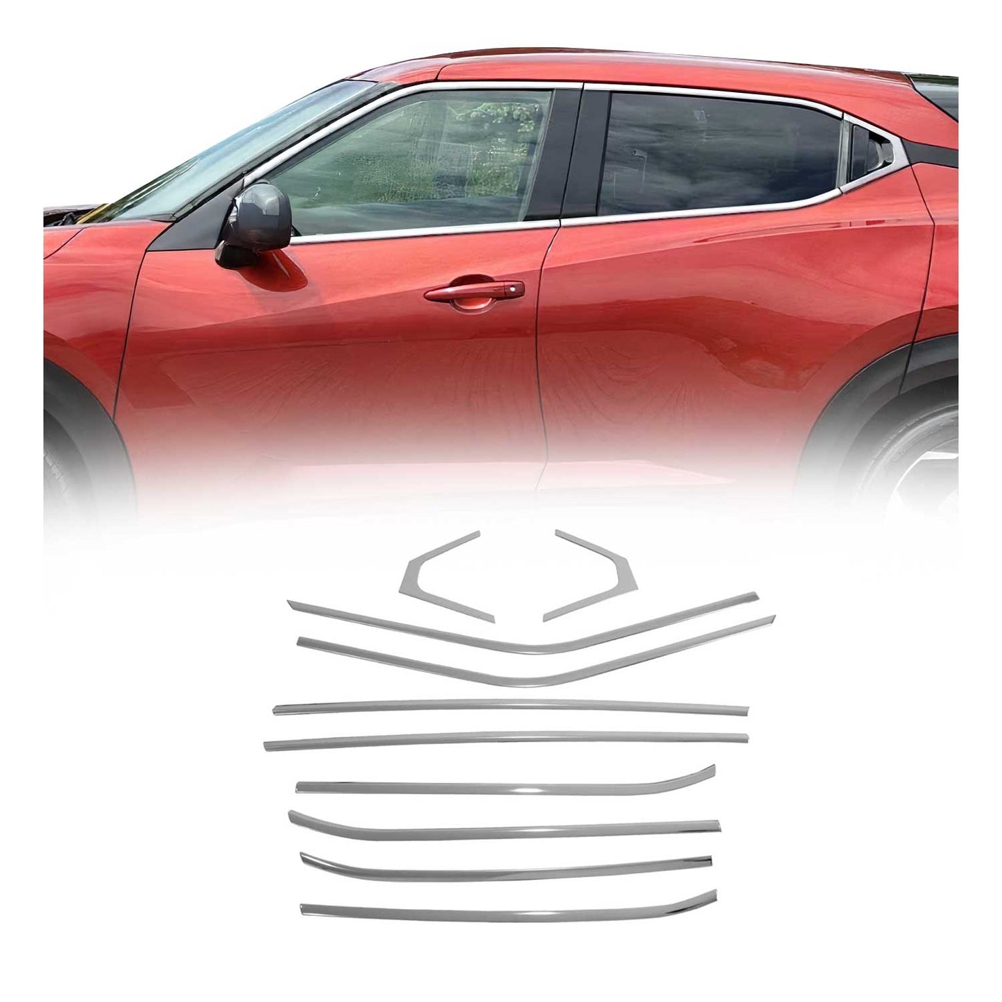 Fensterleisten Zierleisten für Nissan Juke 2021-2025 Edelstahl Chrom 10tlg