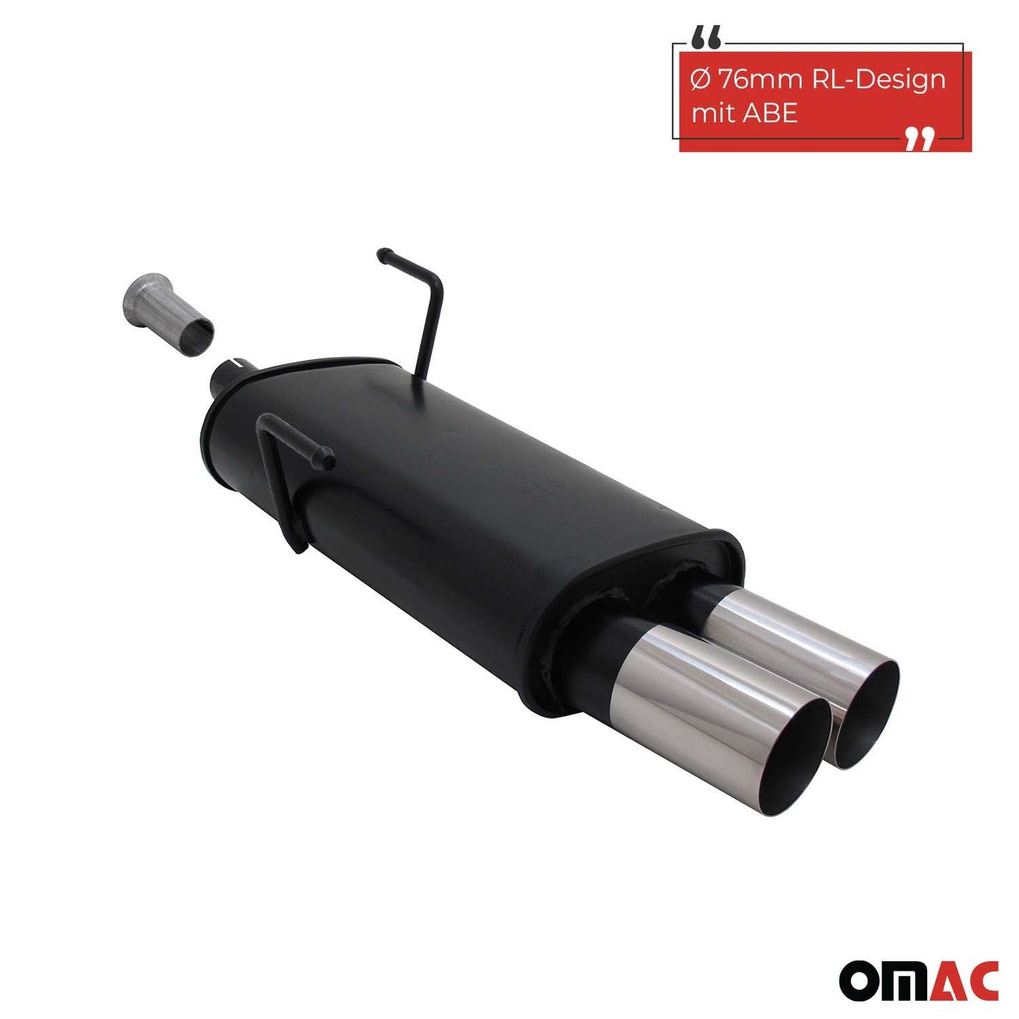 Novus Sportauspuff für Peugeot 206 2x76mm RL-Design Endschalldämpfer mit ABE