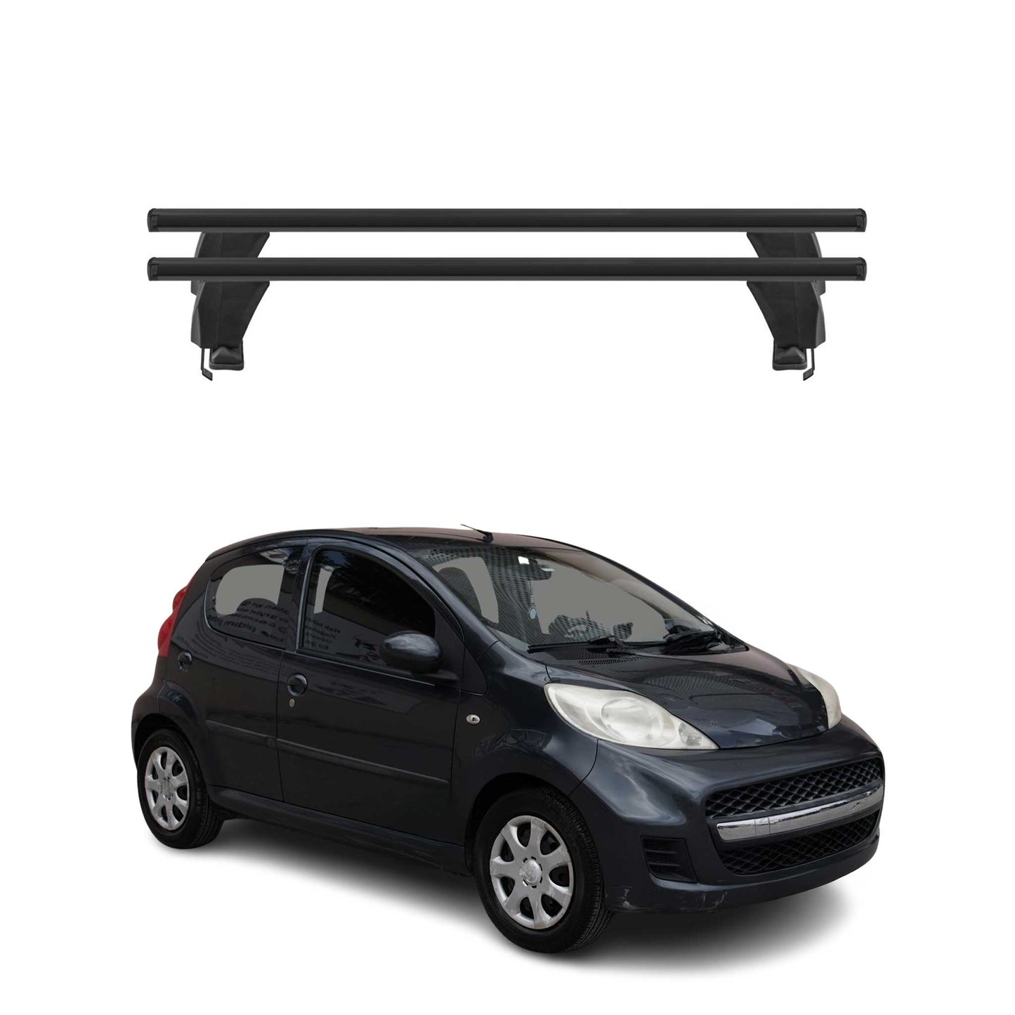 Menabo Dachträger Grundtäger für Peugeot 107 2005-2014 50kg Alu Schwarz 2 tlg