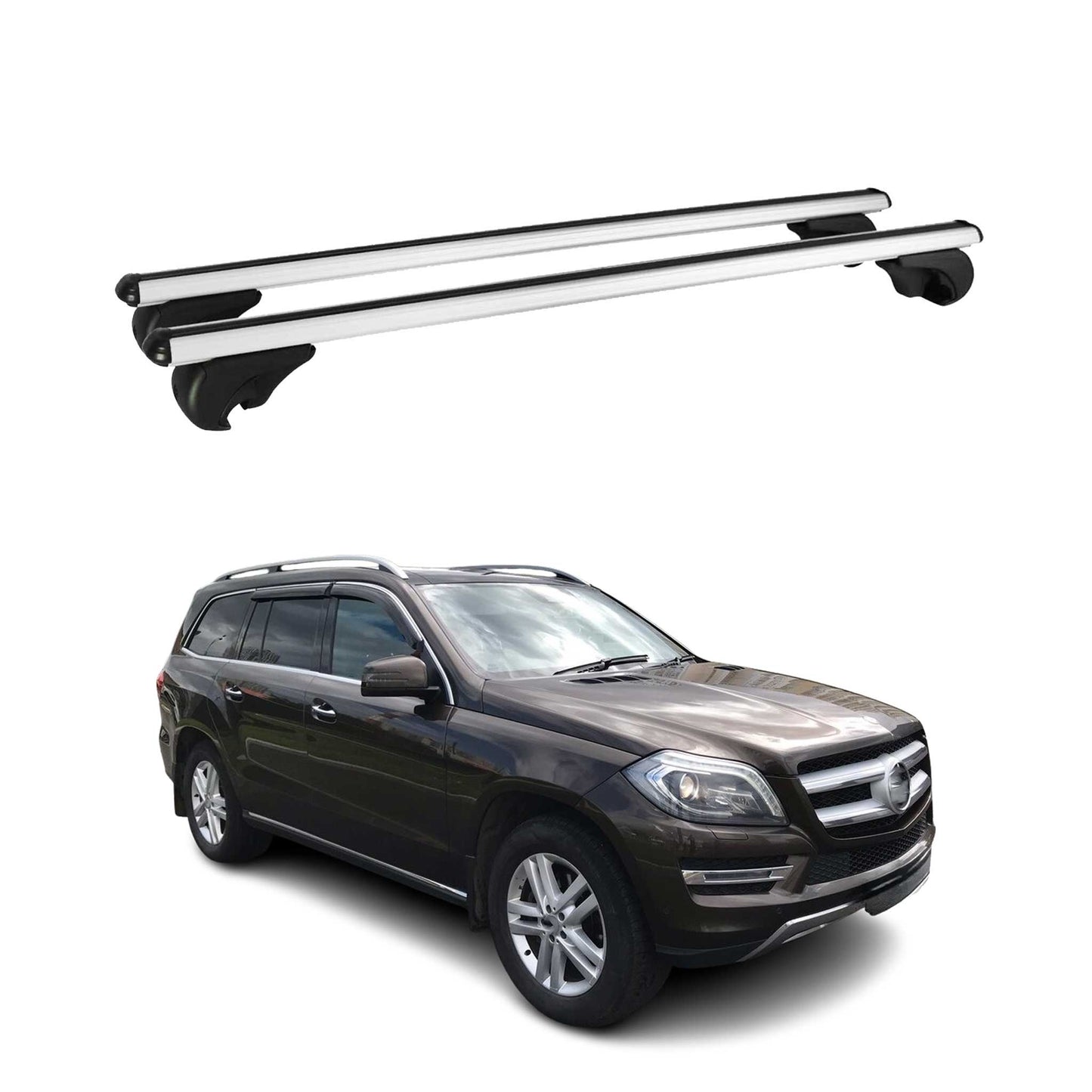 Dachträger Grundtäger für Mercedes GL Klasse X166 2013-2016 75kg Alu Silber 2x