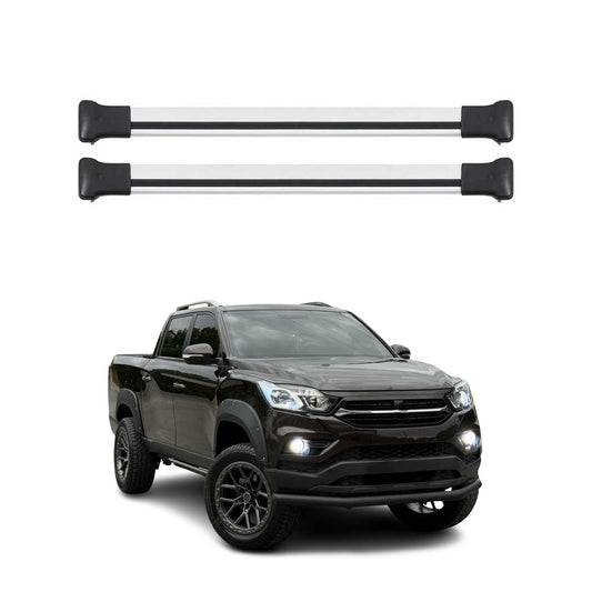 Portbagaj de plafon pentru Ssangyong Grand Musso 2018-2025 75kg aluminiu argintiu 2 piese