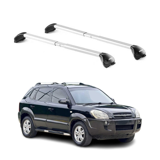 Portbagaj de plafon pentru Hyundai Tucson mk1 2004-2010 100kg aluminiu argintiu 2x ABE