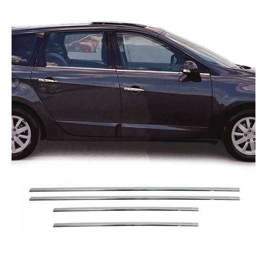 Benzi decorative pentru geamuri Renault Grand Scenic 2009-2013, oțel inoxidabil cromat, 4x