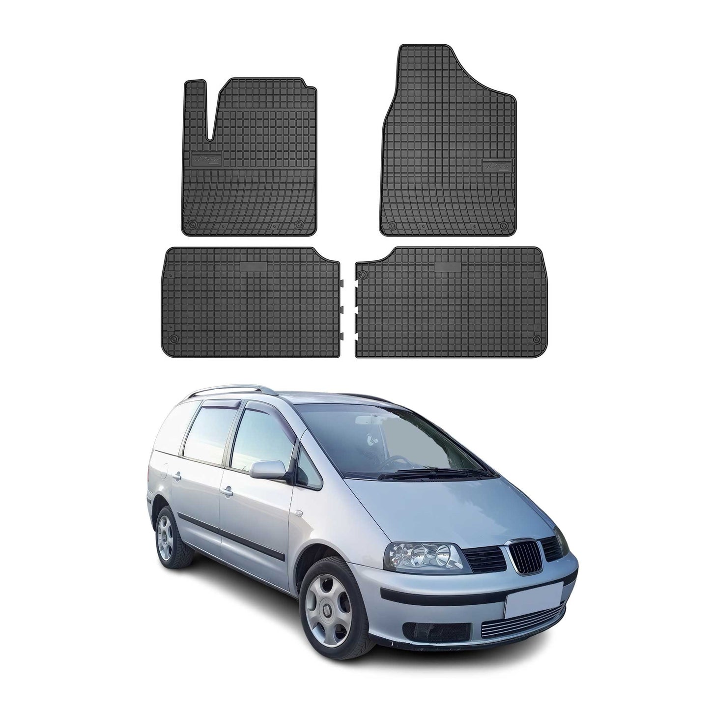 OMAC Gummi Fußmatten für Seat Alhambra 1995-2010 Automatten Gummi TPE Schwarz 4x