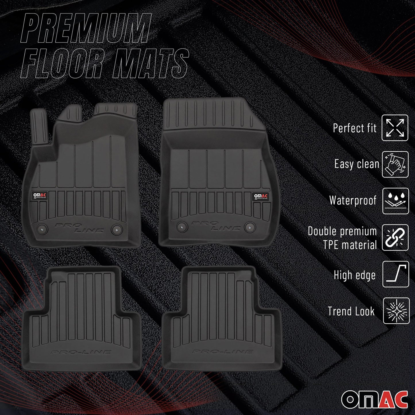 2012-2019 Opel Zafira C Tourer Fußmatten TPE Schwarz 4 tlg