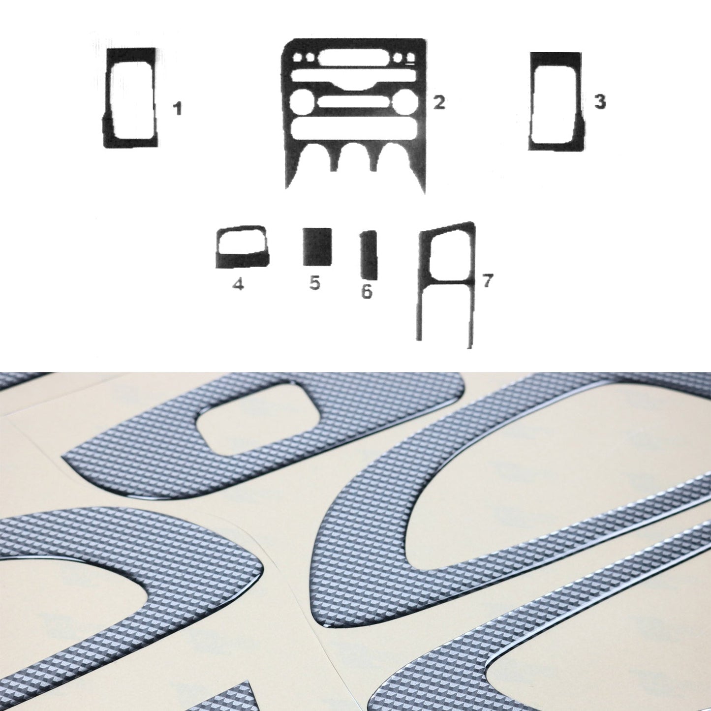 Ornamente interioare cockpit pentru Honda City 2006-2016, aspect carbon, 7 piese