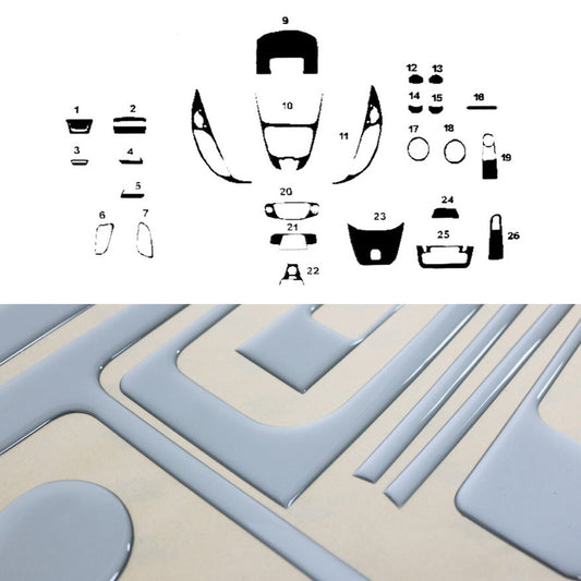 Ornamente interioare cockpit pentru Ford Tourneo Courier 2014-2018, aspect aluminiu, 26 bucăți