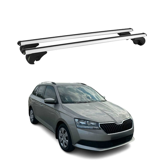 Portbagaj de plafon pentru Skoda Fabia mk3 Combi 2014-2021 75kg aluminiu argintiu 2 buc