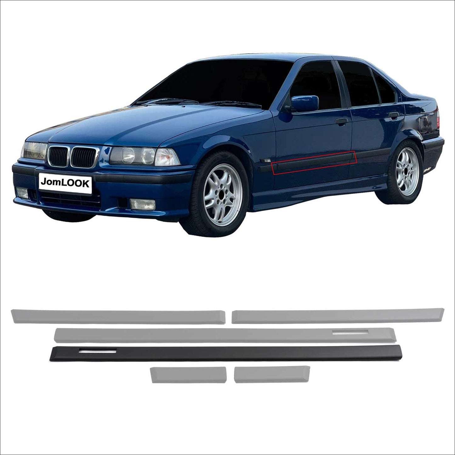 Ornamente laterale JOM pentru praguri laterale BMW Seria 3 E36 Sedan Touring, negre, 6 buc.