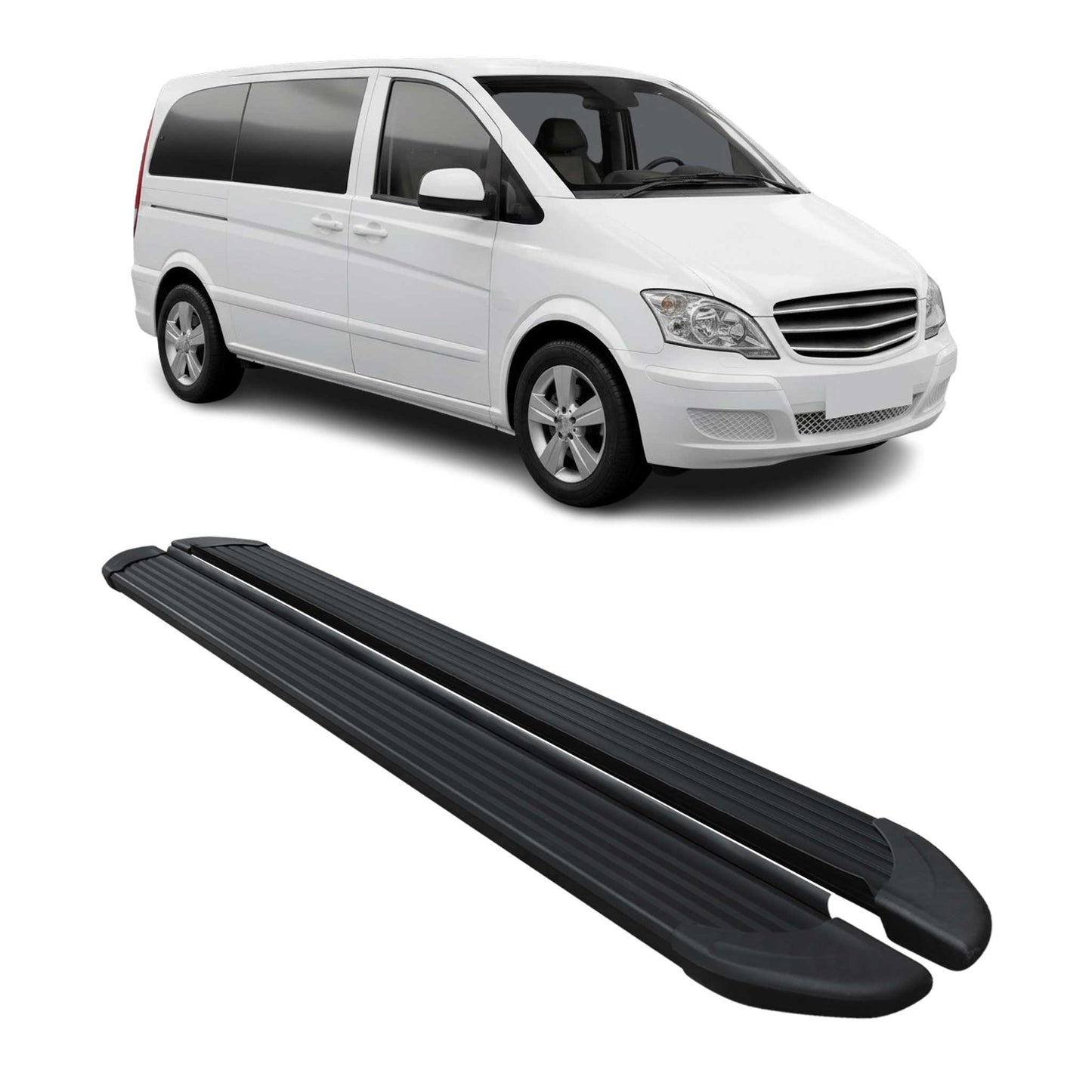 Schweller Trittbretter für Mercedes Viano W639 2003-2014 L1/L2 Alu Schwarz