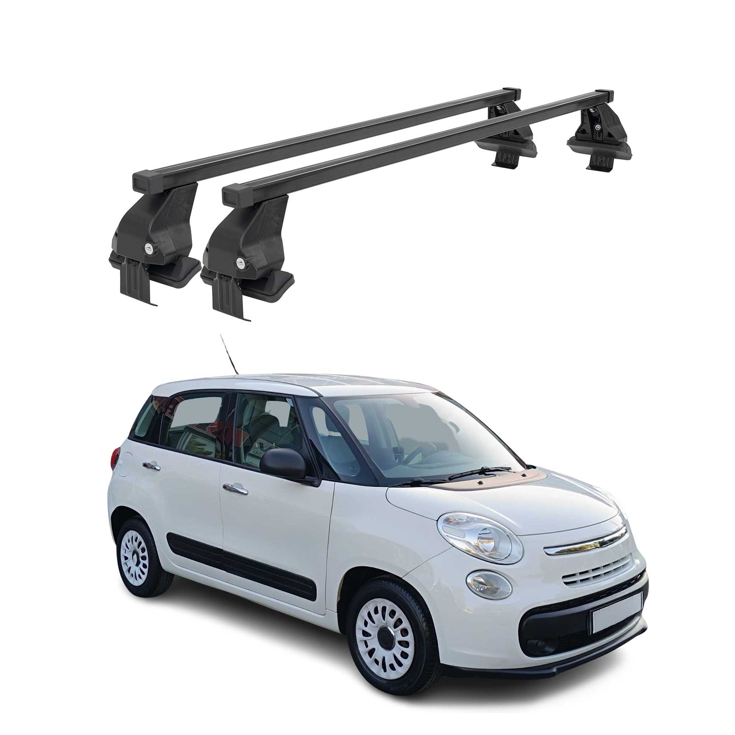 Menabo Dachträger Grundtäger für Fiat 500L 2012-2022 50kg Stahl Schwarz 2 tlg