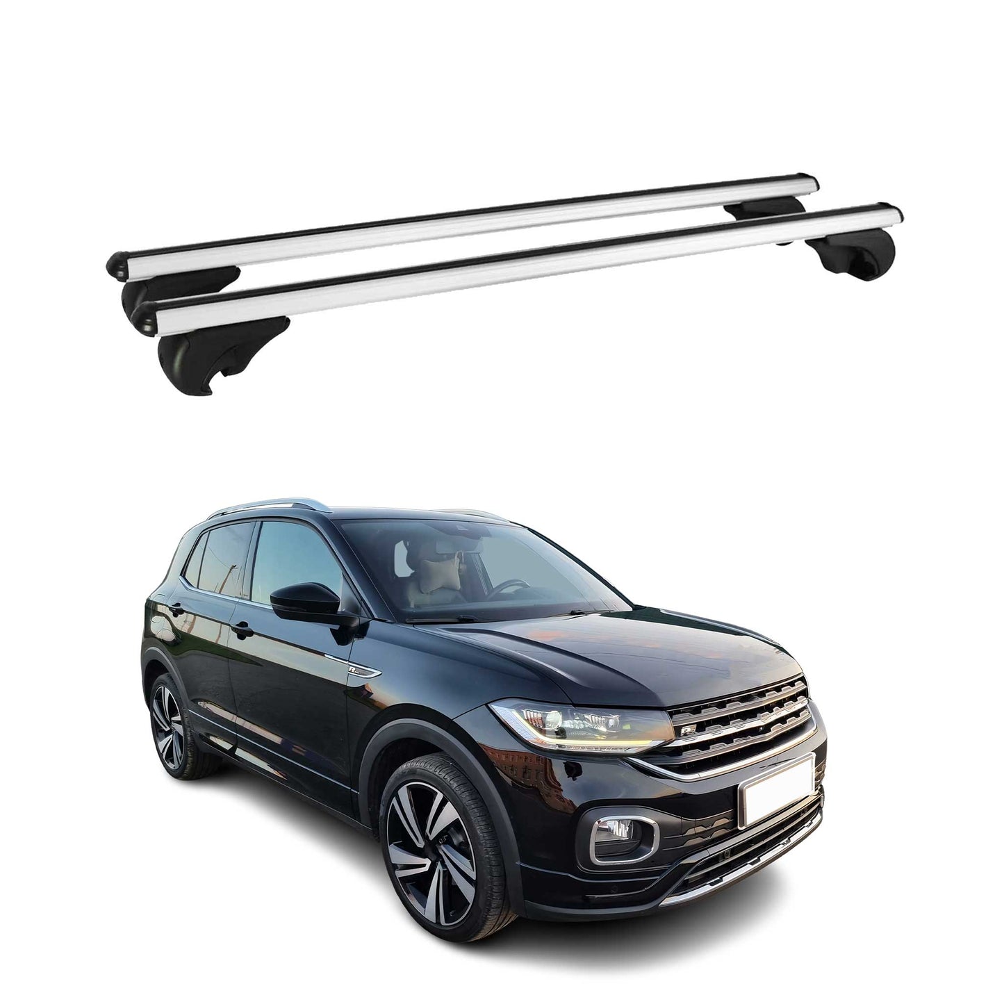 Bagażnik dachowy bazowy do VW T-Cross 2019-2024 75kg Aluminium Srebrny 2 szt.