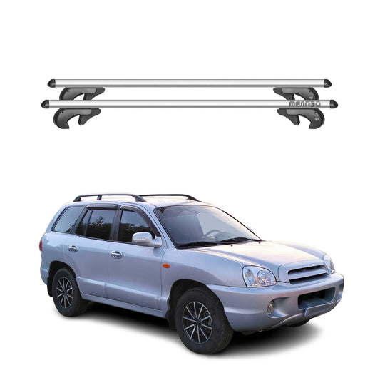 Menabo Dachträger Grundtäger für Hyundai Santa Fe 2000-2006 90kg Alu Silber 2x