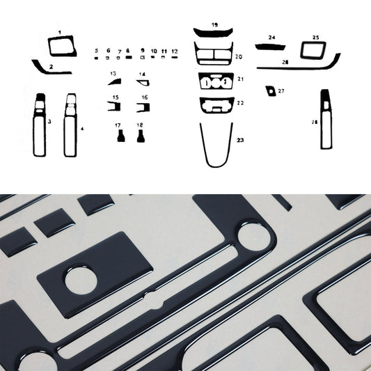Ornamente interioare cockpit pentru Fiat Doblo 2000-2010, aspect negru piano, 25 bucăți