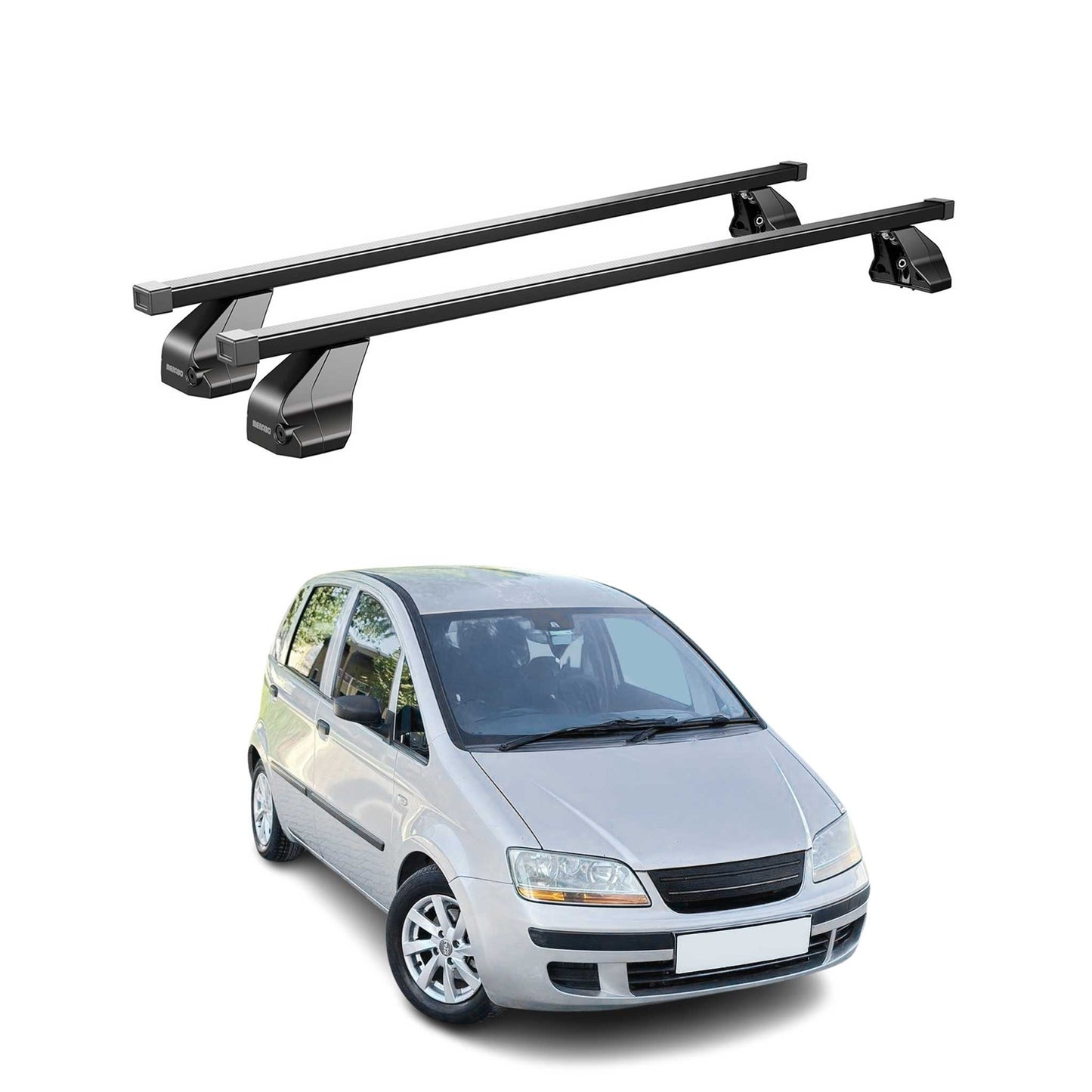 Menabo Dachträger Grundtäger für Fiat Idea 2003-2012 75kg Stahl Schwarz 2 tlg