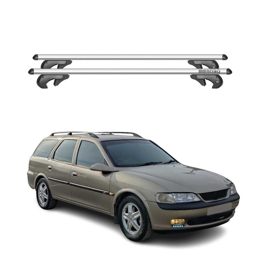 Menabo Dachträger Grundtäger für Opel Vectra B Kombi 1995-2002 90kg Alu Grau 2x