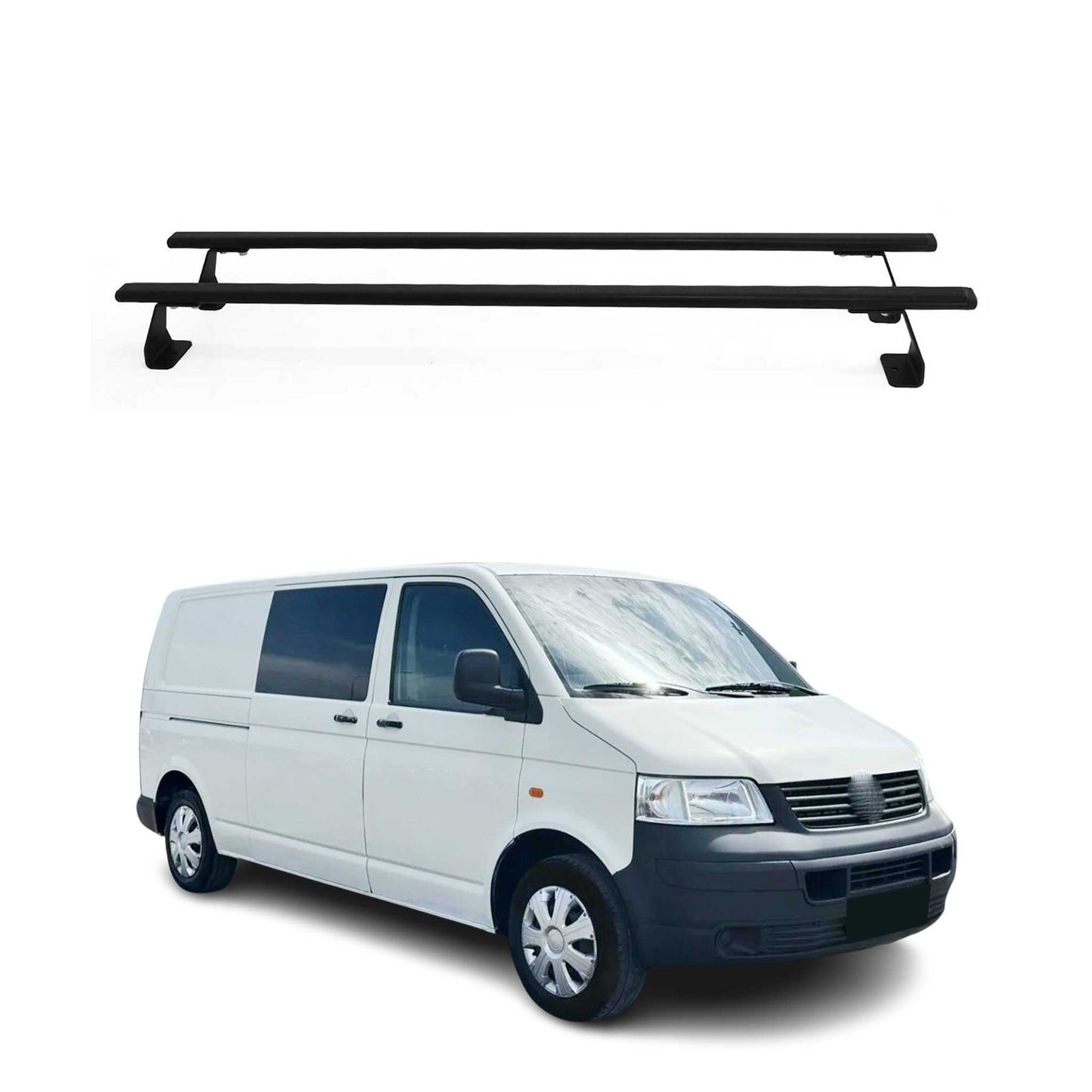 Dachträger Grundtäger für VW T5 Caravelle 2003-2015 75kg Stahl Schwarz 2 tlg