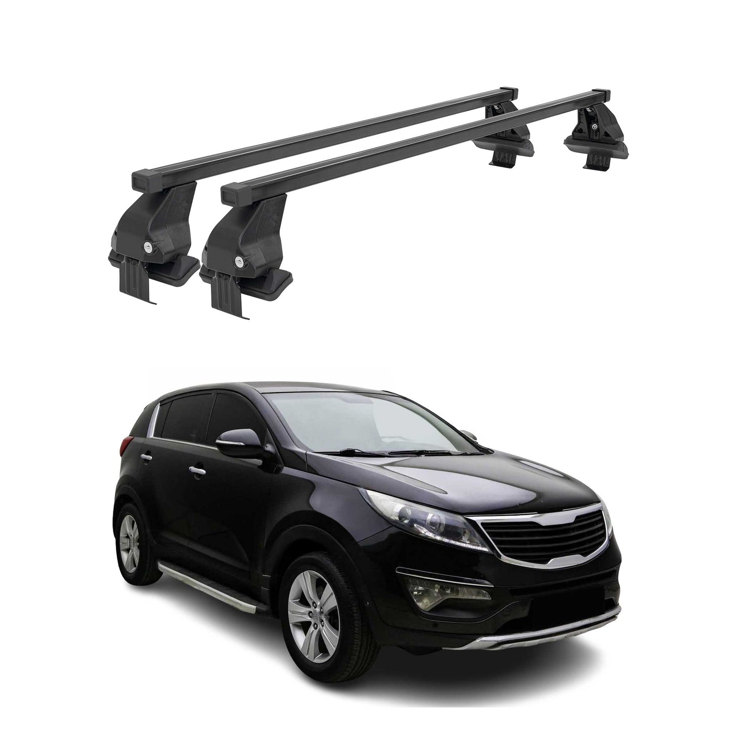 Menabo Dachträger Grundtäger für Kia Sportage SL 2010-2015 50kg Stahl Schwarz 2x