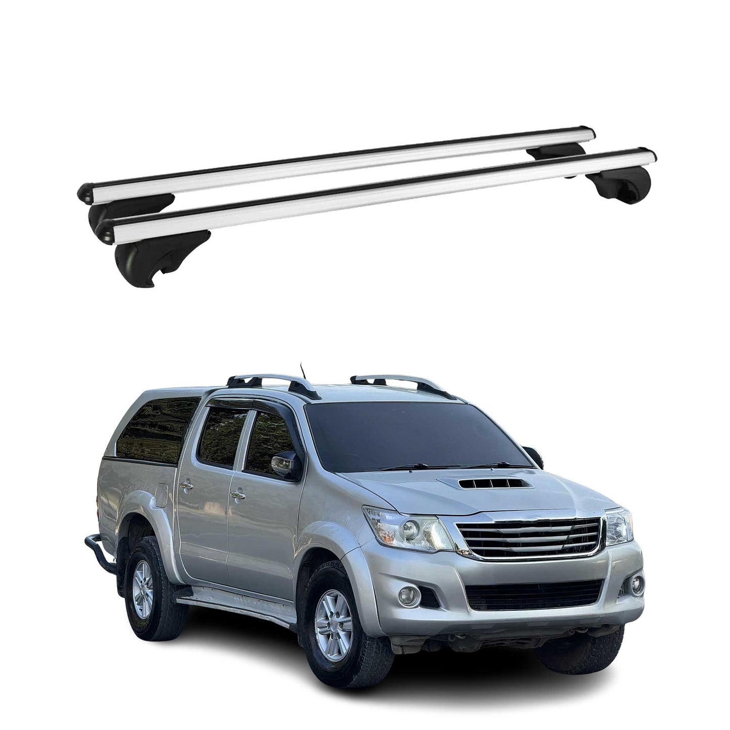 Portbagaj de plafon pentru Toyota Hilux 2010-2015 75kg aluminiu argintiu 2 buc