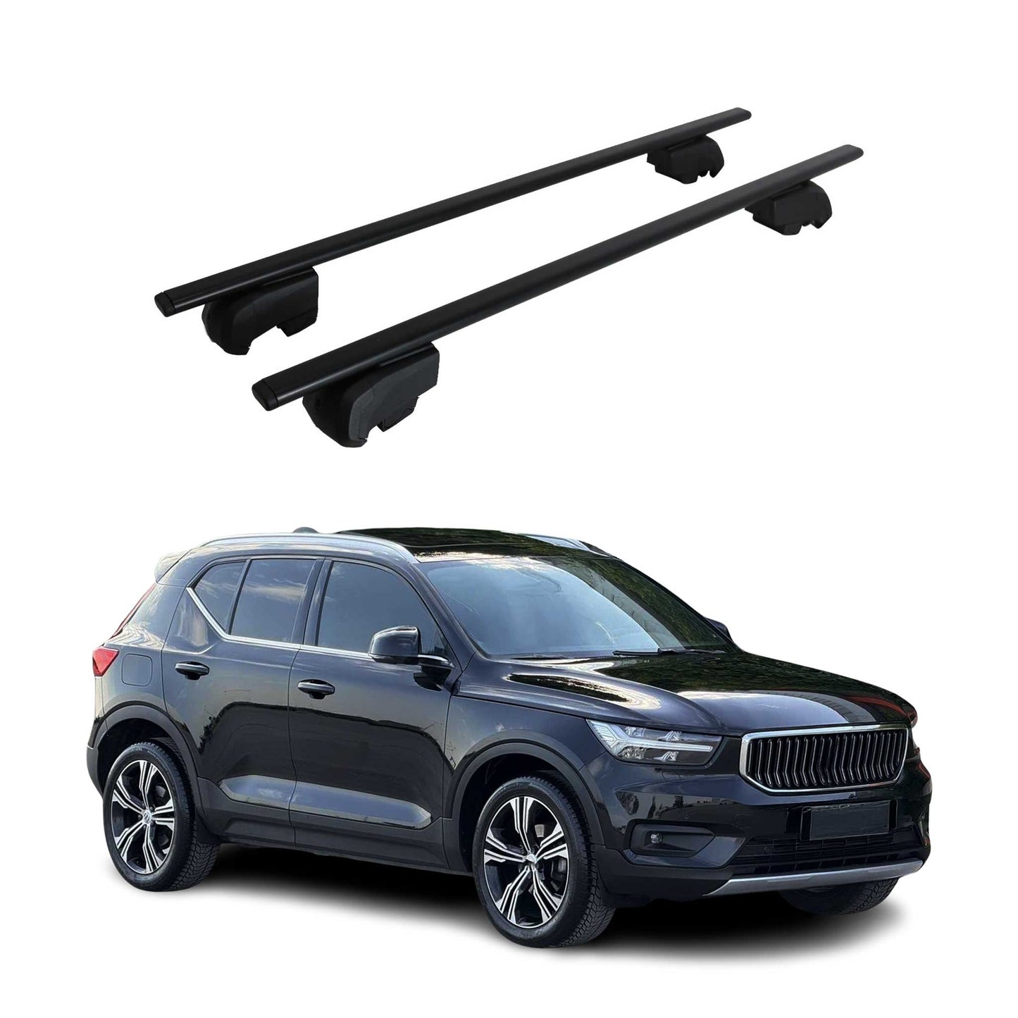 Portbagaj de plafon pentru Volvo XC40 2018-2023 Pre-FL 75kg Negru metalic 2 buc
